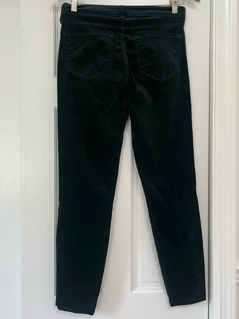 L'agence Womens Green Velvet High Rise Skinny Jeans Gold Tone Buttons Size 28